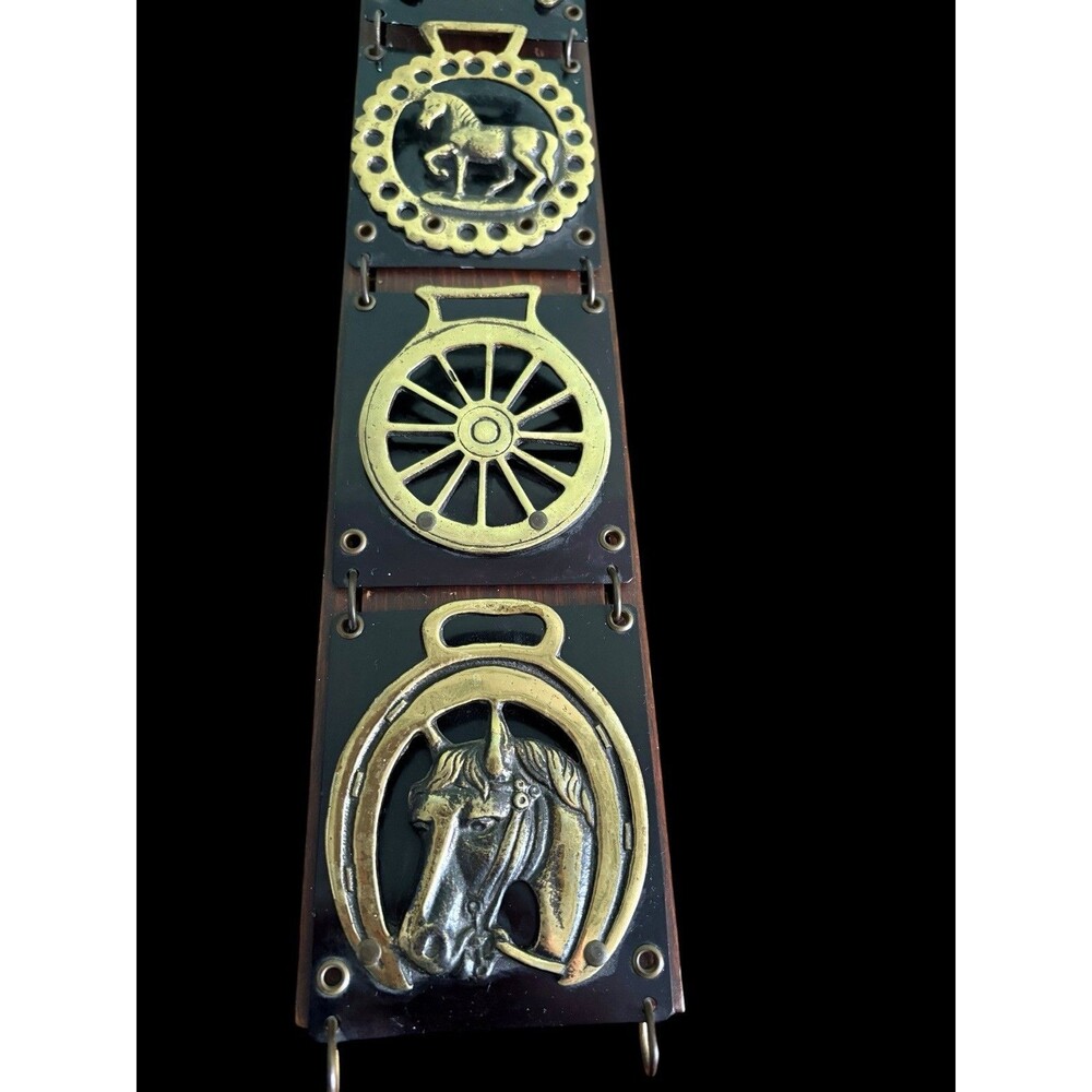 Vintage Horse Wall Rack Brass Tone Equestrian Decor Tie Belt Holder - Picture 6 of 10
